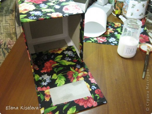  Мастер-класс: Коробочки для хранения салфеток. МК. Бумага, Картон, Клей, Ткань. Фото 23